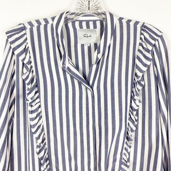 Rails Piper Ocean White Stripe Ruffled Tie Front Button Up Blouse Womens Size S - Picture 4 of 13